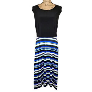 AVENUE Women's Plus Mixed Fabric Striped Shirt Dress Size 26/28 Blue New